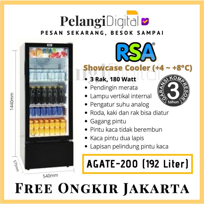 RSA Showcase Display Cooler Garansi Resmi - 192 Liter - AGATE-200