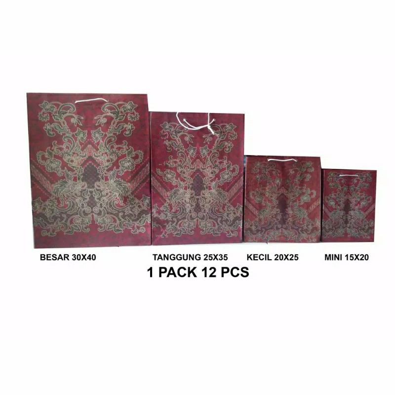 Paper bag batik/Tas kertas souvenir Batik 1 Pack isi 12 Pcs | Lazada ...