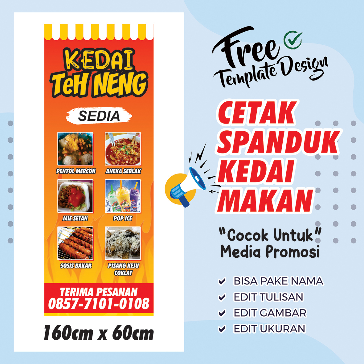 Banner Spanduk KEDAI MAKANAN 160cm X 60cm BISA DI EDIT | Lazada Indonesia