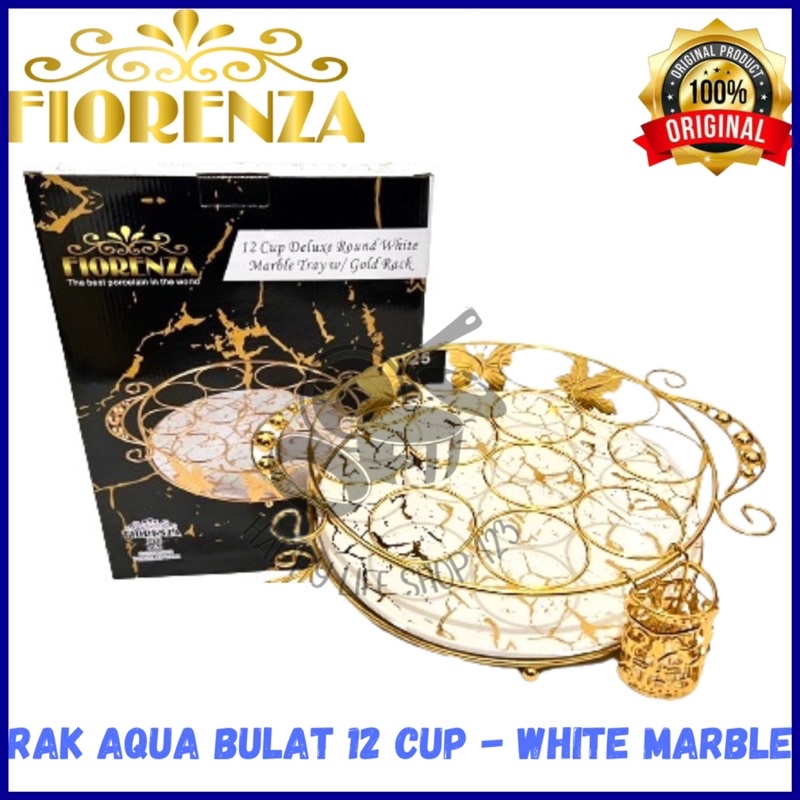 Rak Aqua 12 Lubang Stainless Gold White Marble Fiorenza Rak Aqua Bulat Fiorenza Rak Aqua 9087