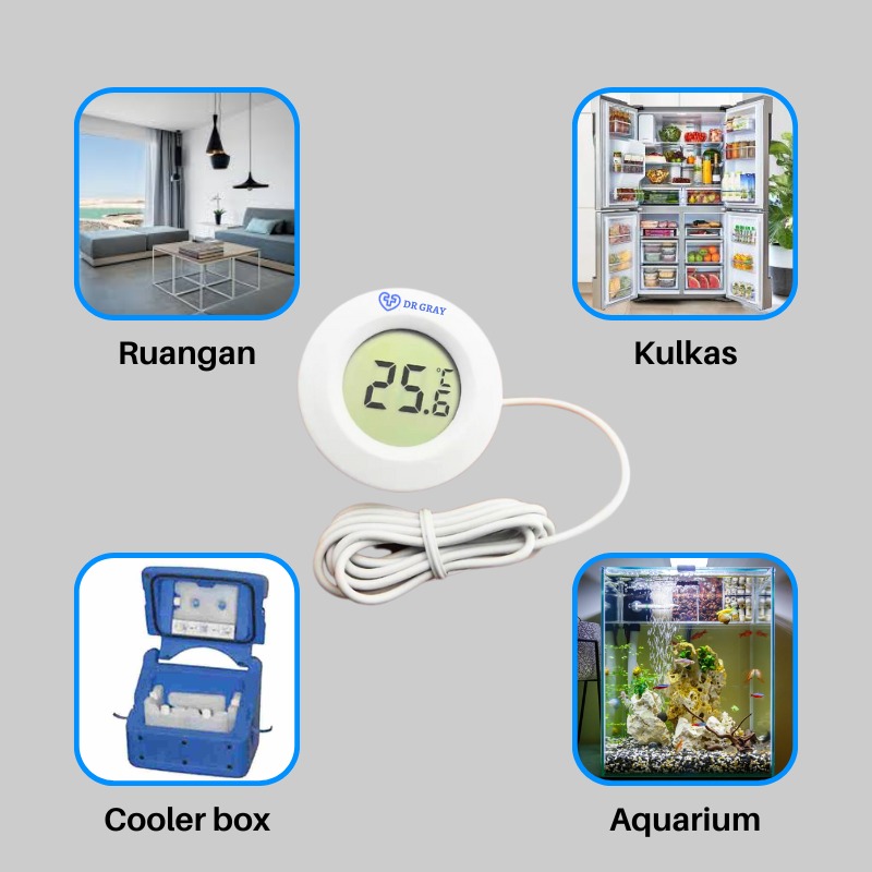 Termometer Bulat Termometer Digital Bentuk Bulat Bulat LCD Display Pengukur Suhu Ruangan ...