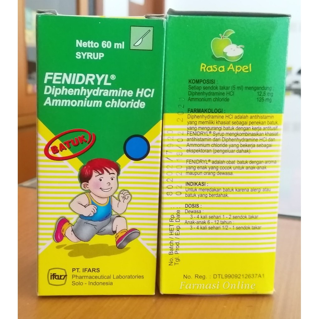 Fenidryl Sirup Ifars 60 Ml Difenhdramin Hcl Amonium Klorida Obat Batuk Lazada Indonesia