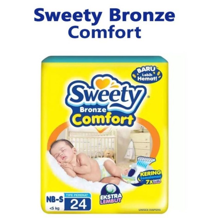 Sweety Bronze Comfort Popok Bayi Baru Lahir NBS 24 Pampers Perekat New