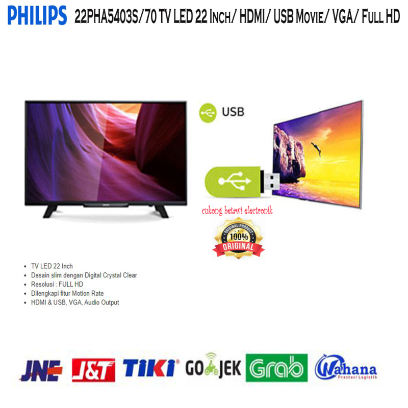 Philips 22PHA5403S-70 TV LED 22 Inch HDMI USB Movie VGA Full HD-Resmi