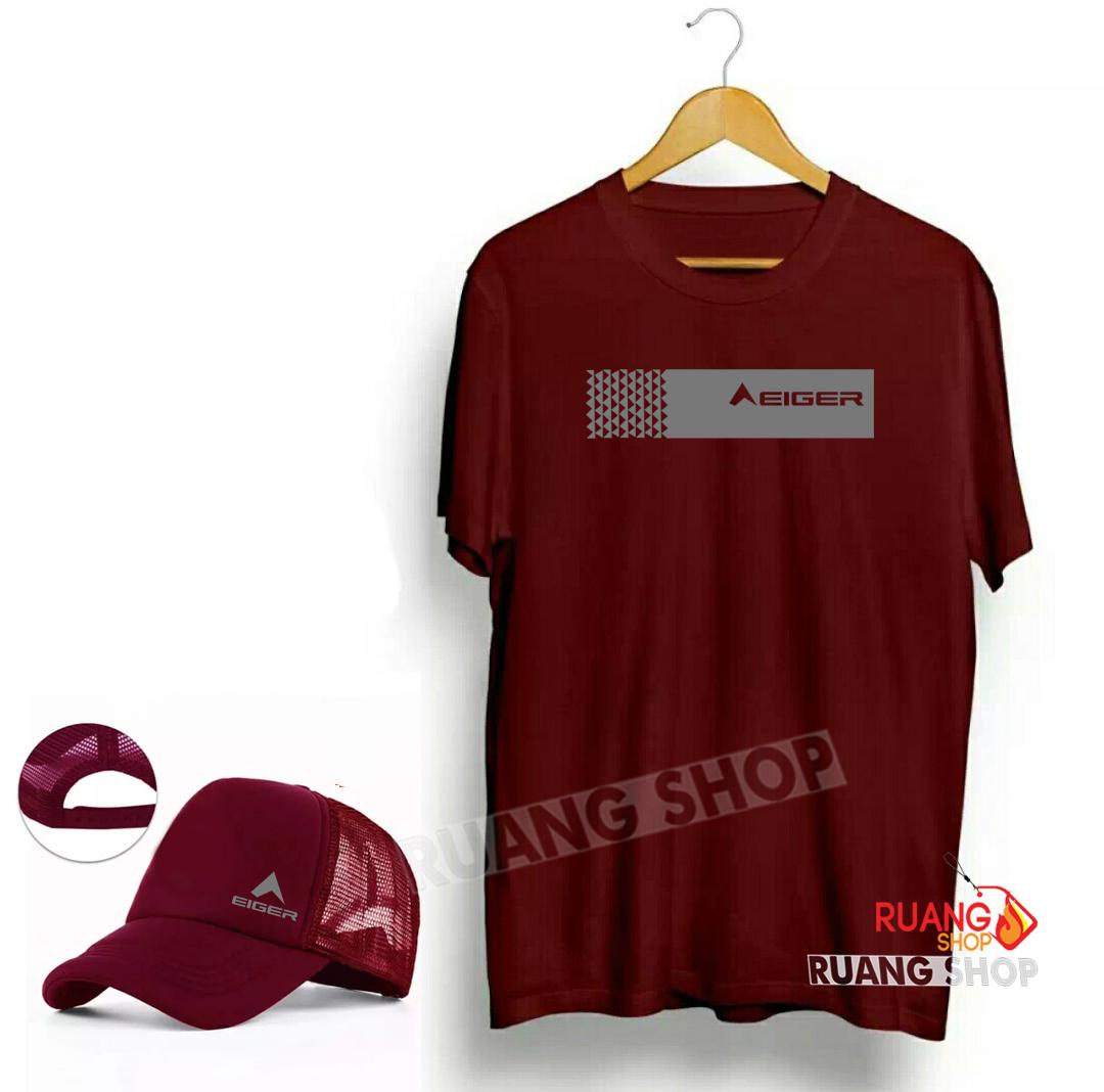 PLUS TOPI..!!! Kaos Distro Eiger Blok Keren Text Silver Premium
