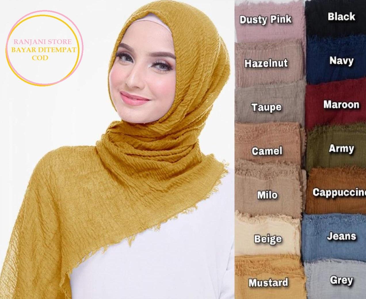 Promo Hijab Pasmina Crinkle / Jilbab Pashmina Crinke Shal / Shawl Crinkle / Kerudung Phasmina Cinkle / Jibab Hijub Pasmina Hijab Pasmina Tringkel / Polos Basic Panjang Warna Terlengkap MURAH - Rstore
