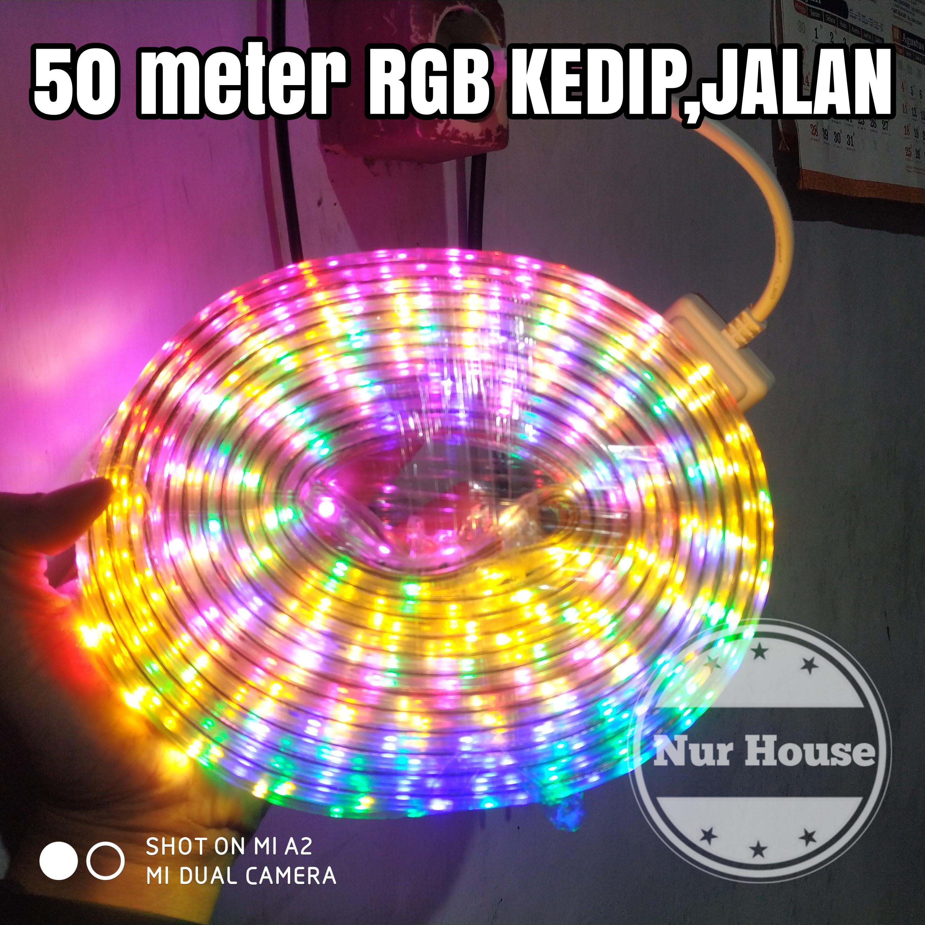 Lampu Hias Led Strip Rgb 50 Meter Kedip Kedip 8 Mode Lampu Selang 50 Meter Lazada Indonesia 