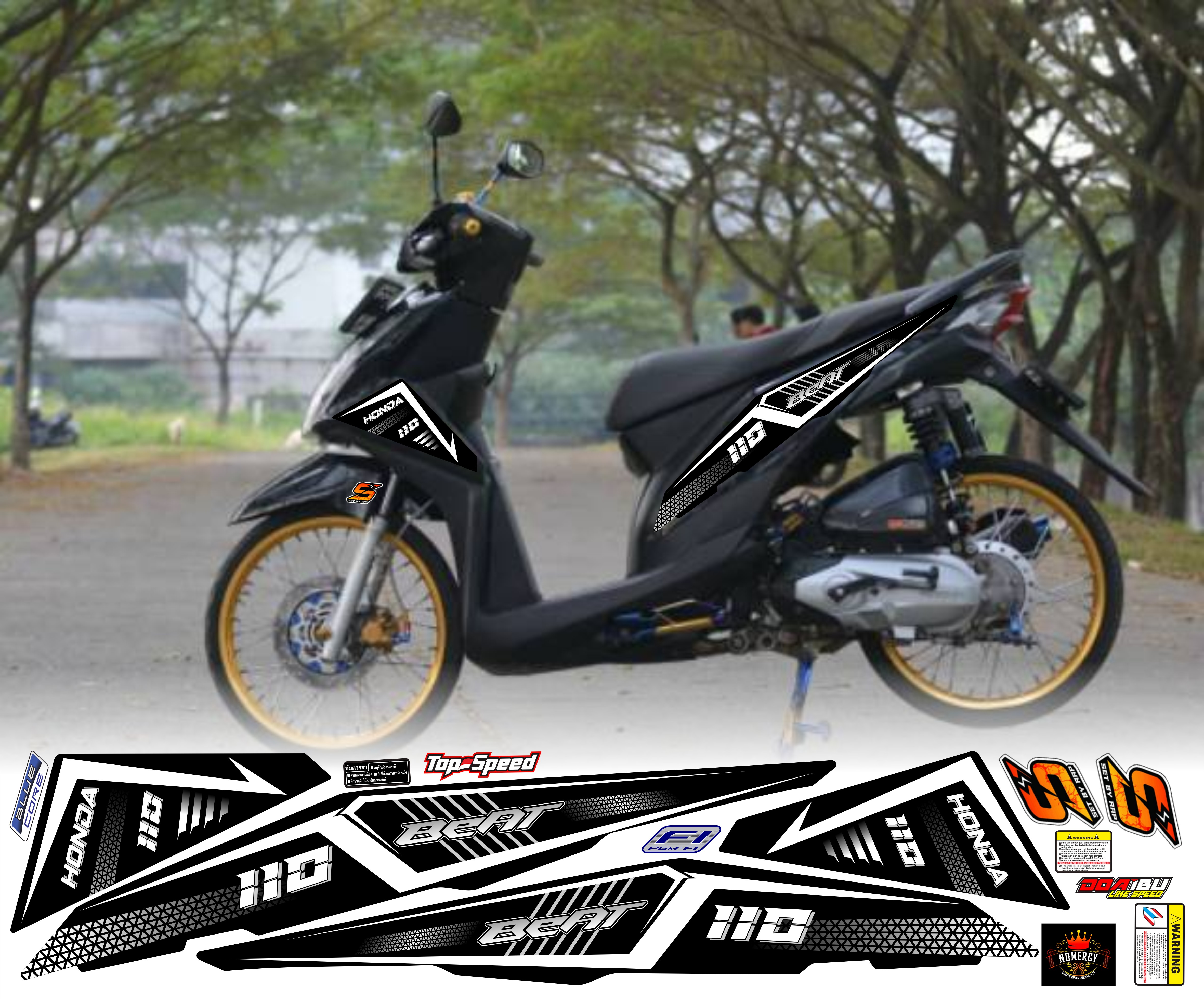 STICKER STRIPING HONDA BEAT FI HITAM LIS VARIAN TERBARU UNTUK BEAT FI