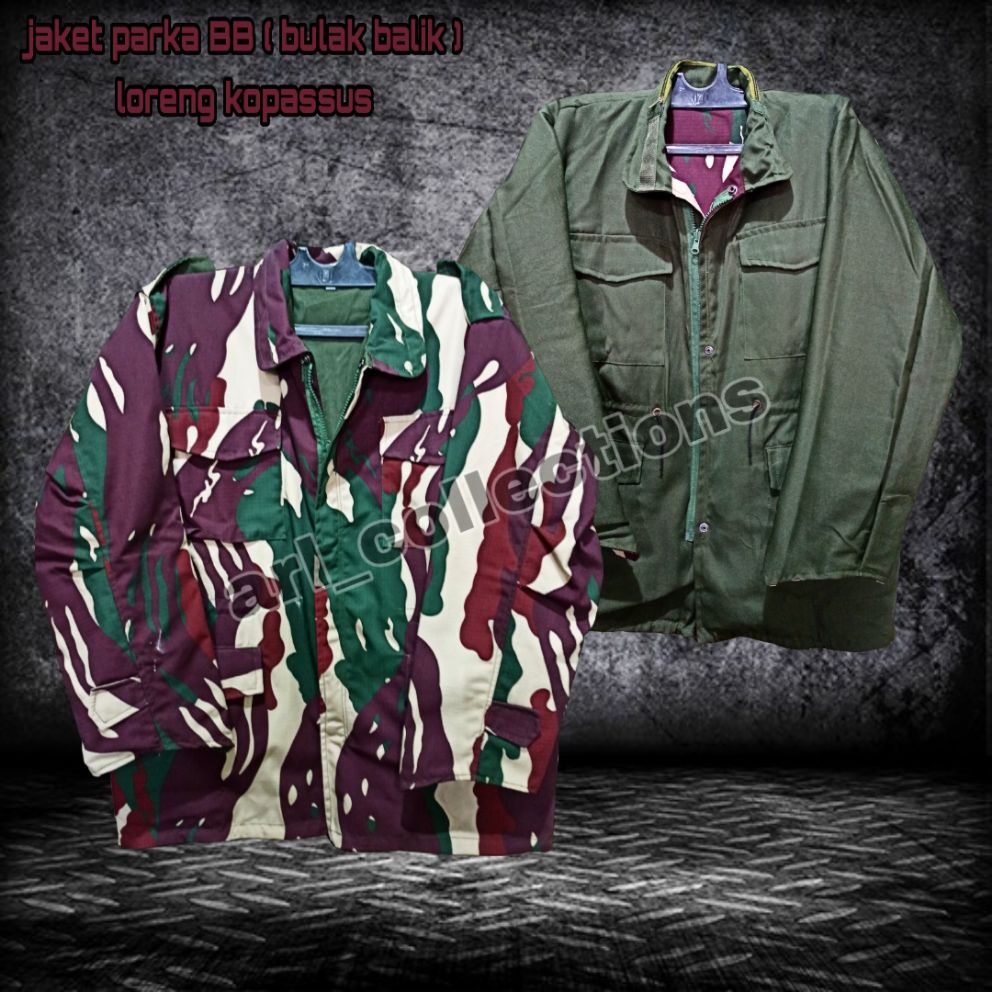 jaket loreng parka waterproofe