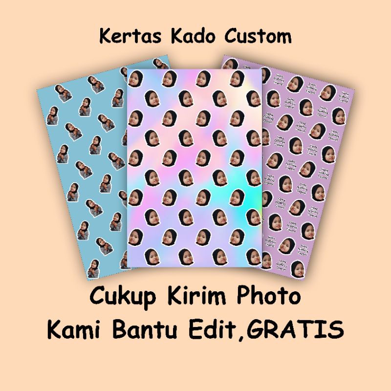 Kertas Kado Custom Muka Wajah Aesthetic Bisa Tambah Tulisan Lazada