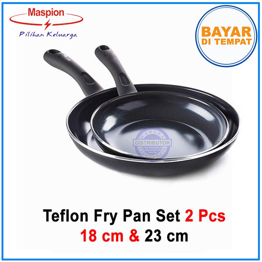 Frypan Set 2 Pcs 18 cm & 23 cm / Maspion Wajan Penggorengan Teflon / Frypan Set / Teflon Maspion Murah / Frypan Anti Lengket / Frypan With Dluxe / Teplon Wajan Berkualitas / Maspion Kualitas Bagus / Non Stick Coating