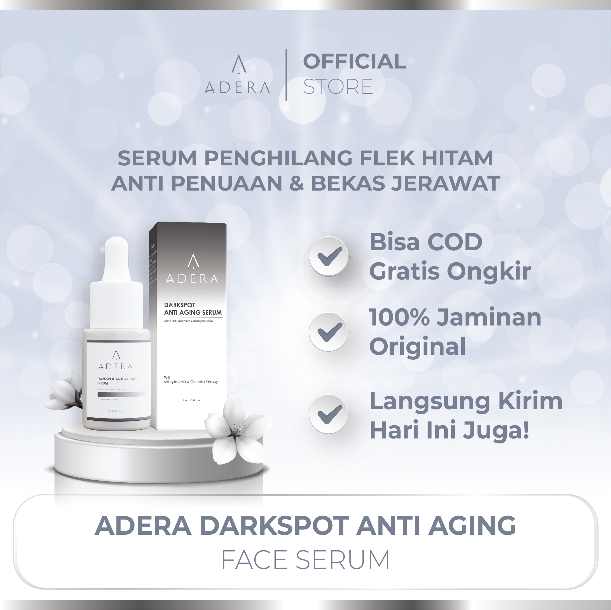 ADERA DARKSPOT SERUM Mengatasi Flek Hitam, Keriput, Dan Bekas Jerawat ...