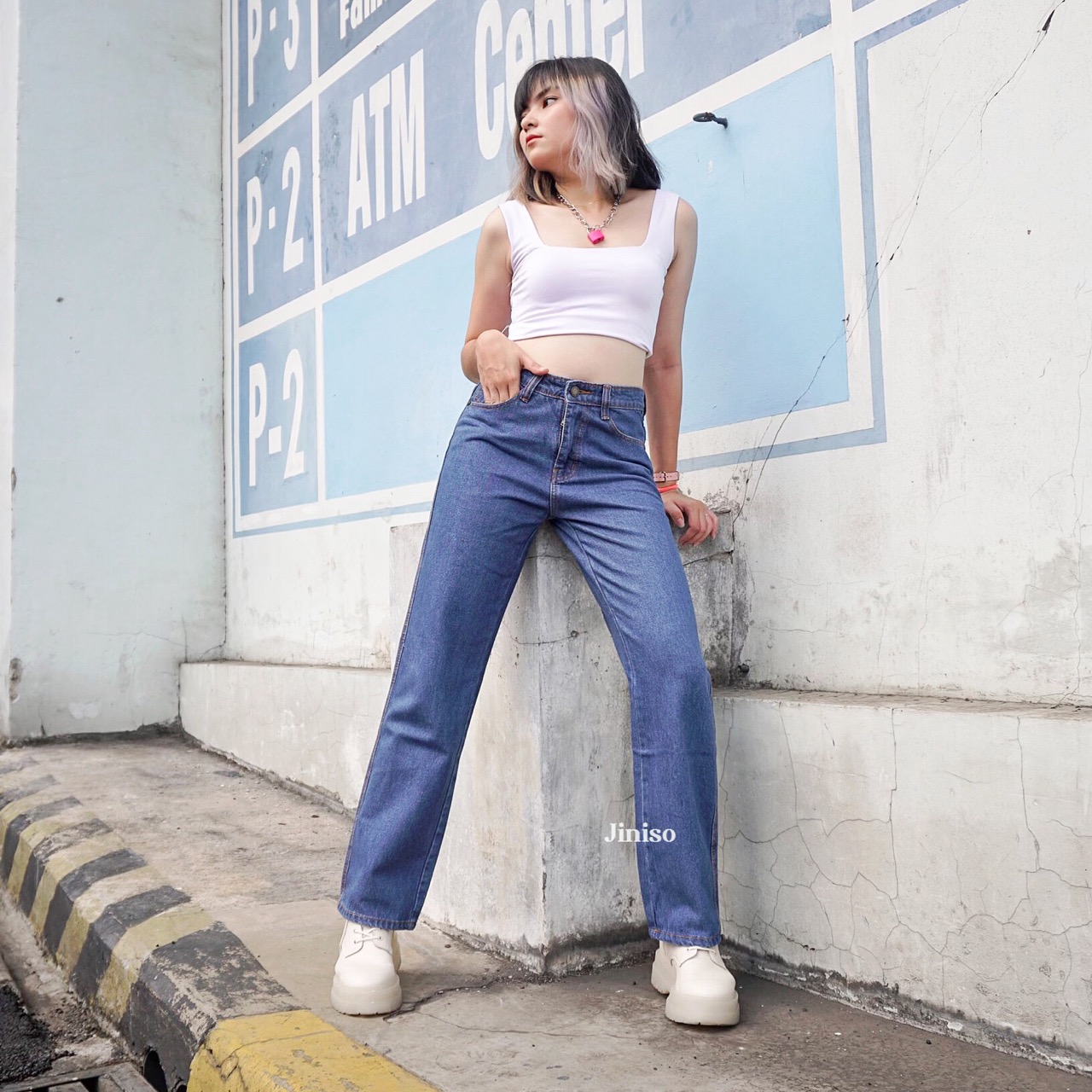 Jiniso-highwaist Loose Hangover Jeans 