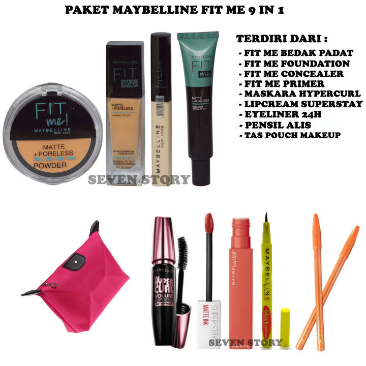 Paket Maybelline Fit Me 9 in 1 - Fit Me Bedak Padat - Fit Me Foundation ...