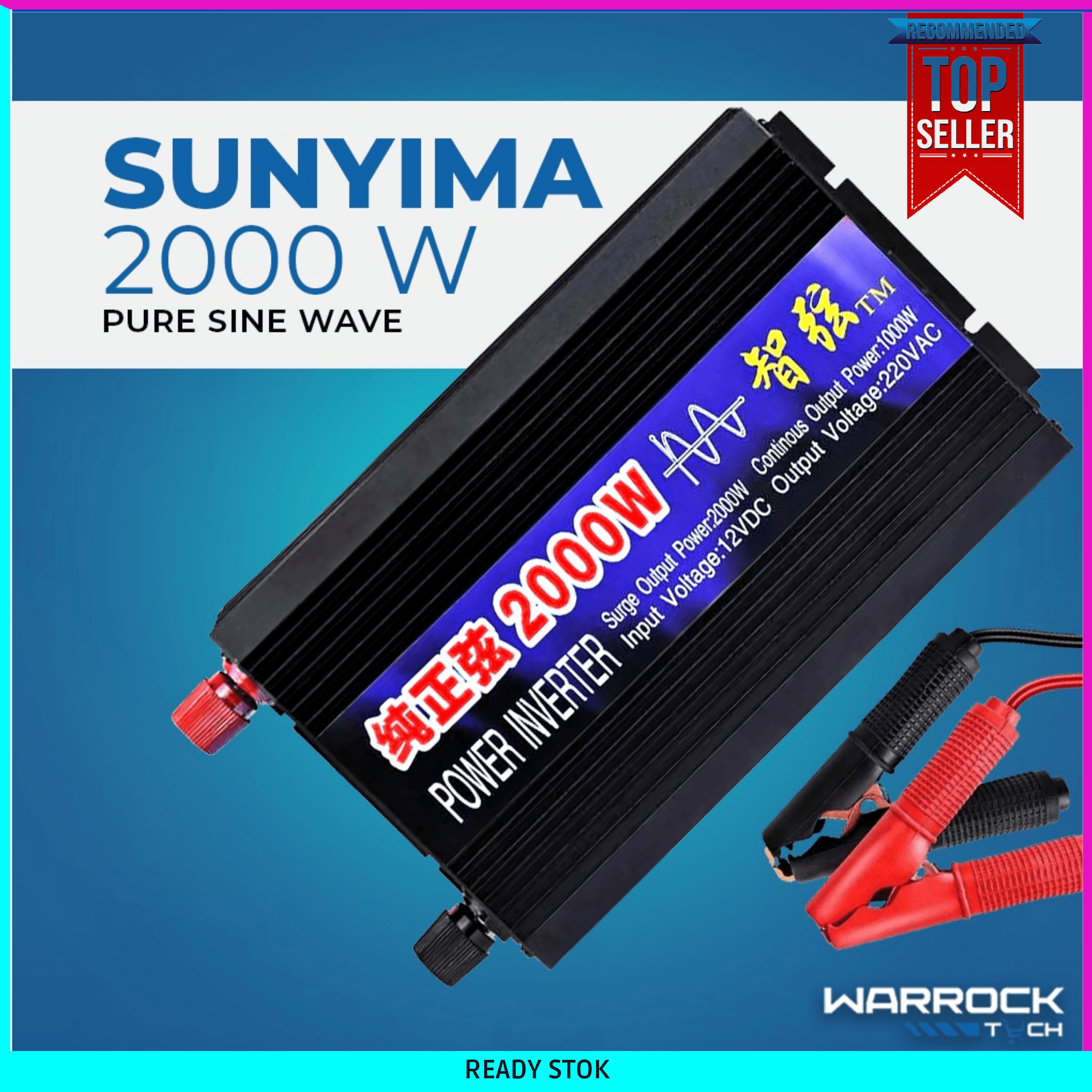 Sunyima Pure Sine Wave Car Power Inverter Dc V To Ac V W Alat Mengubah Arus Dc Ke Ac