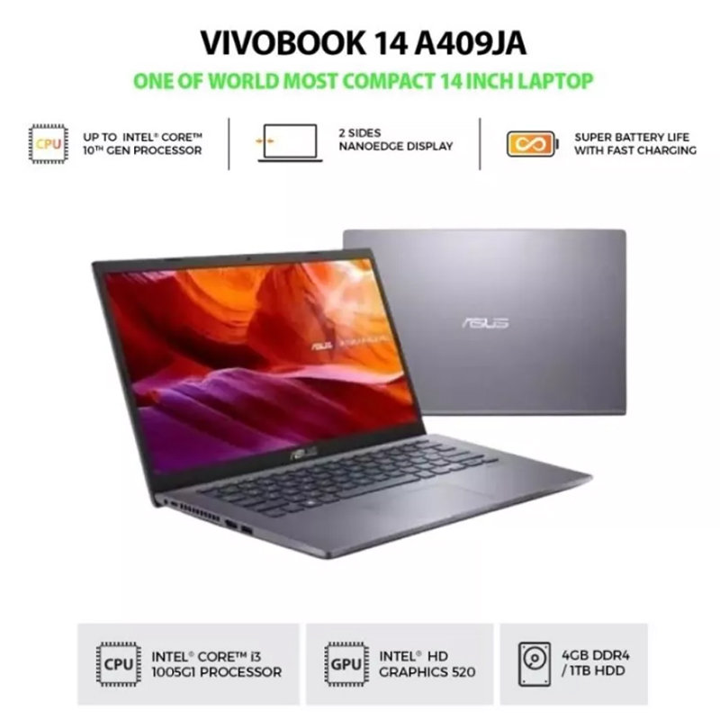 Laptop Asus Vivobook A409ja Bv322t 14fhd Core I3 1005g1 4gb Ddr4 1tb Windows 10 Home Grey