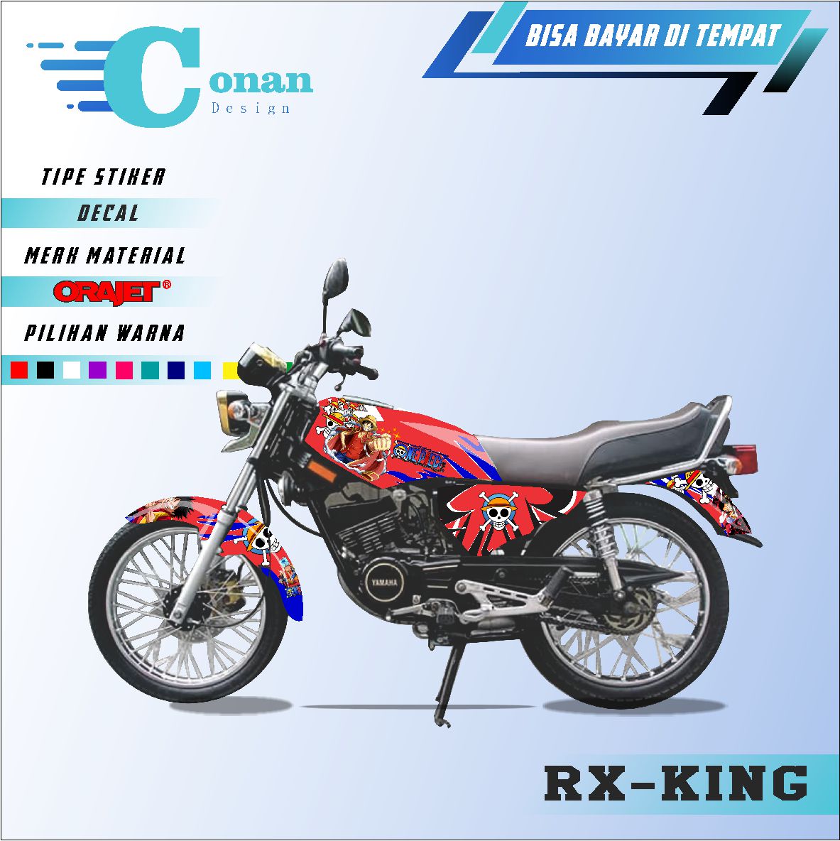 Conan Sticker Variasi Motor Stiker Striping Decal Yamaha RX King One Piece Conan Design Sticker Lazada Indonesia