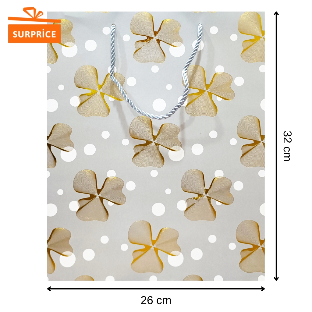 Surprice Paper Bag Premium 26x32x10 / Goodie Bag Ulang Tahun / Tas Kado Motif Bunga / Paper Bag