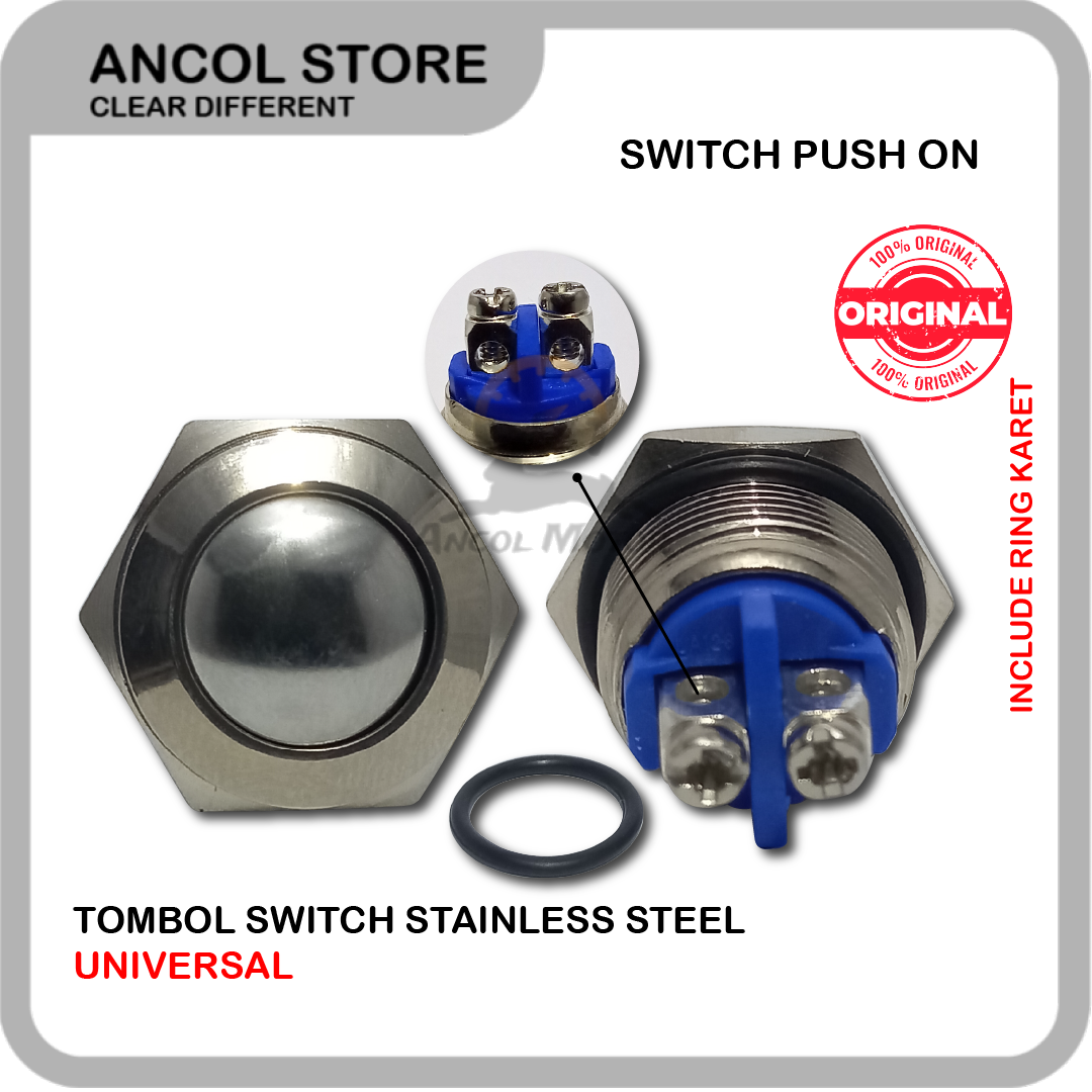 Switch Push ON Stainless Metal Tombol Saklar Stater Klakson Horn ...