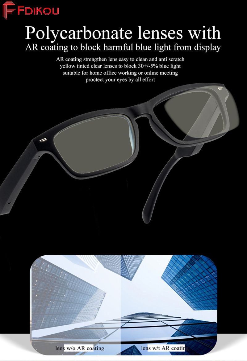 Anti-Blue Light บลูทูธแว่นสายตาดนตรีแว่นตากันแดด Bone Conduction บลูทูธสมาร์ทแว่นตาขับรถ Protection สายบลูทูธ Bluetoo เพลง IOS Android