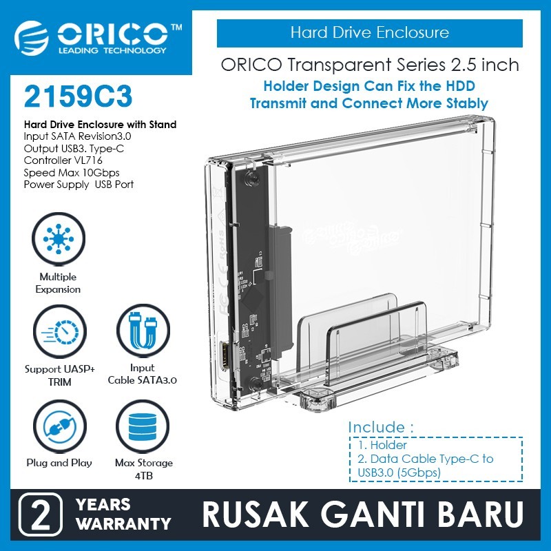 ORICO Transparent Series inch 10Gbps Hard Drive Enclosure