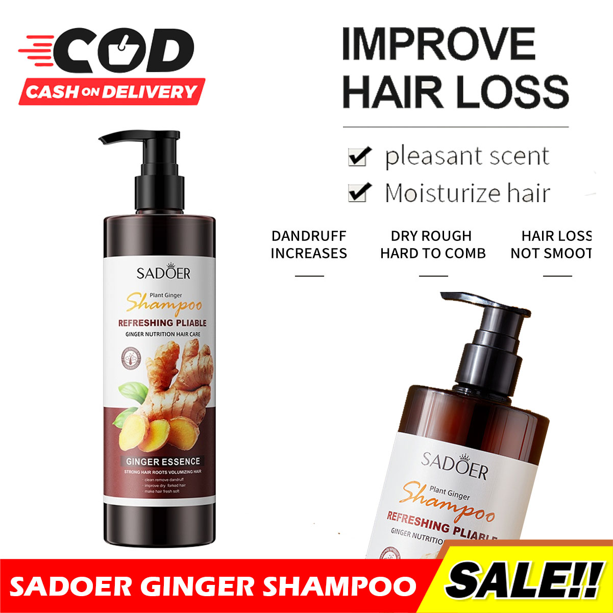 [ready Jkt] Sadoer Ginger Shampoo Anti Hair Loss Refreshing And