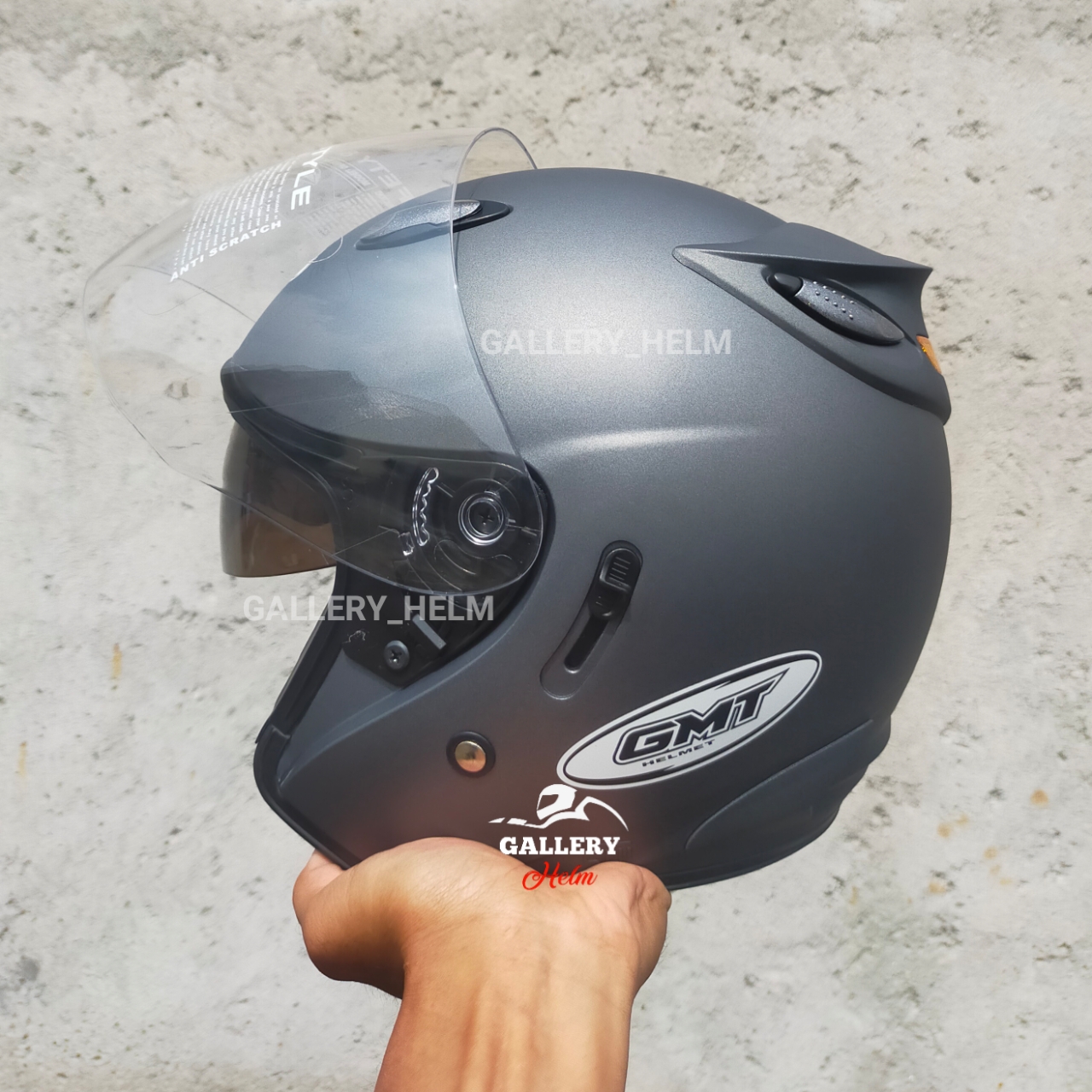 Helm Gmt Light Grey Doff Model Ink Centro Helm Double Visor