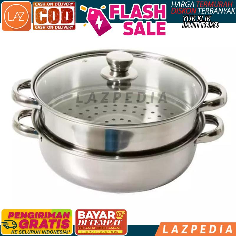 BAYAR DITEMPAT - Dandang Steamer Panci Kukus Stainless 28Cm / Steamer Pan / Alat Kukus / Dandang Panci / Perangkat Memasak -00020