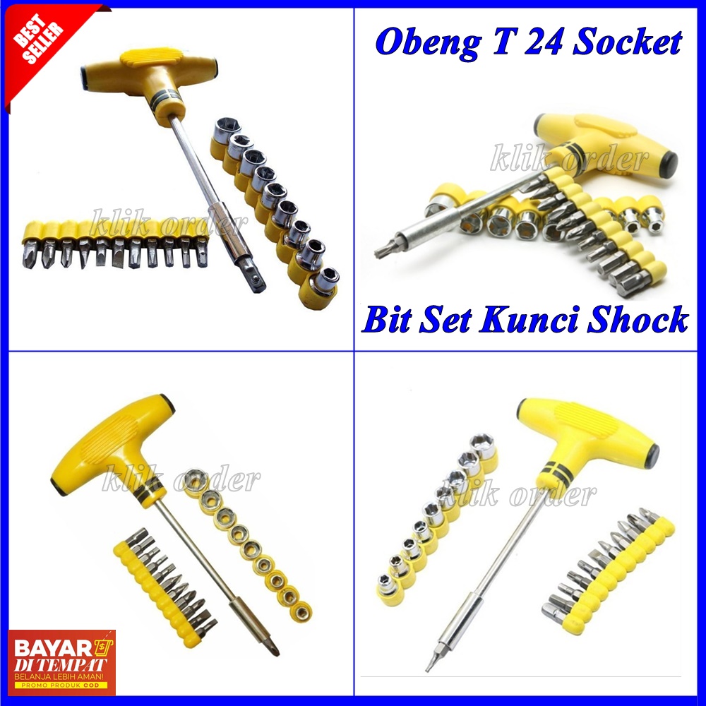 Obeng Set Komplit T Socket Dan Bit Set Kunci Shock Obeng T Pcs