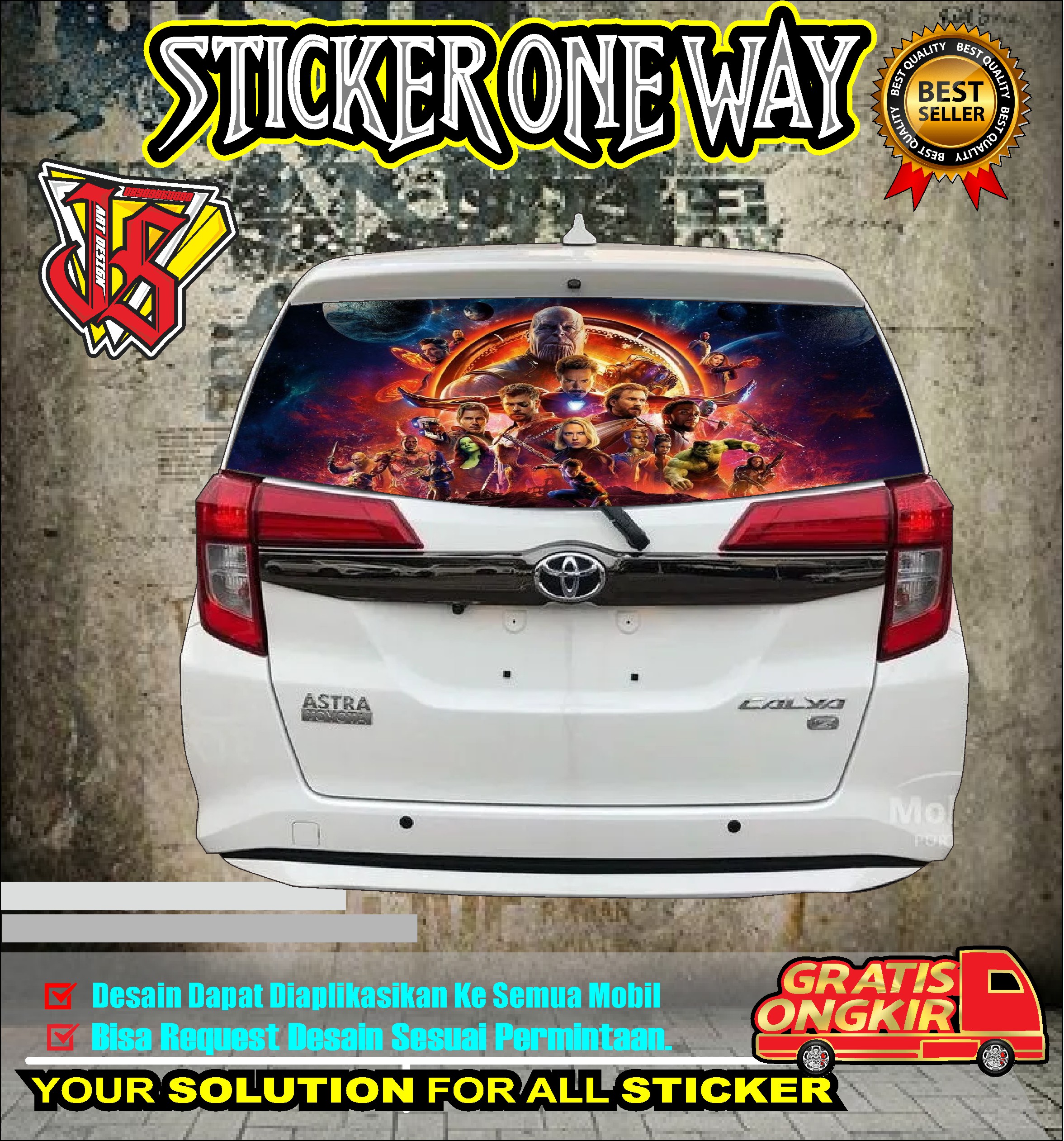 [TERBARU] STICKER ONE WAY KACA BELAKANG MOBIL CALYA BISA REQUEST NAMA ...