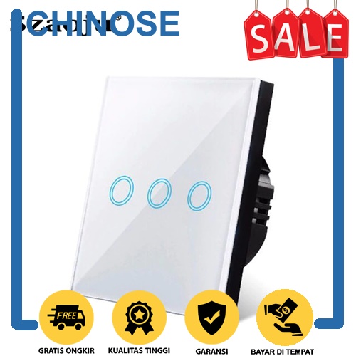 Saklar Lampu Luxury Touch LED Light Panel 3 Switch - AO-001 - White ...