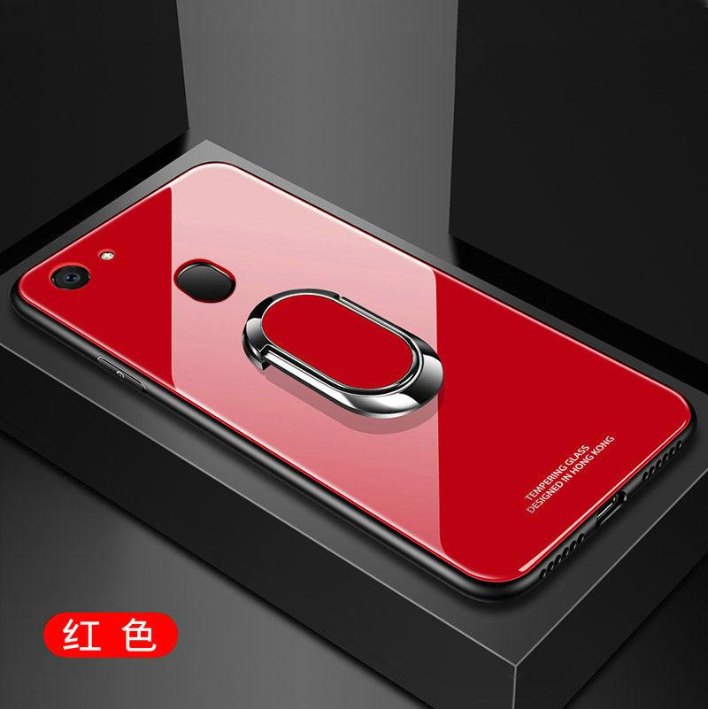 Oppof5 kaca tempered Casing HP F5 Youth Casing bagian dalam mobil cincin Bungkus Penuh kreatif Pria dan wanita model baru