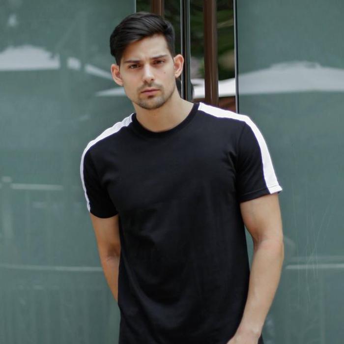 Kaos STRIPES PUTIH Baju distro polos pria shoulder stripe list casual