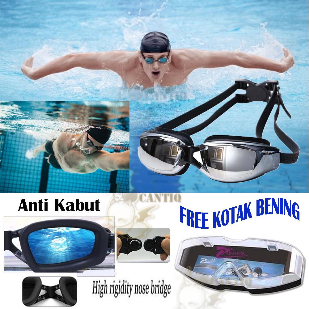 Kacamata Renang Dewasa Kacamata Santai Bebas-fogging Anti Sinar UV Swimming Goggle Mirror Anti Fog Uv Protection Mirror Kacamata Renang Olahraga Air Outdoor Kaca Mata Clear Vision Protective Swim Anti Embun Perlengkapan Berenang Selam Menyelam -Black