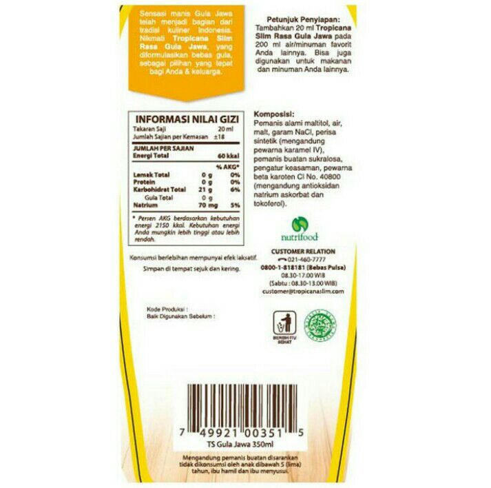 Gula jawa tropicana slim 350 Tropicanaslim Gula jawa | Lazada ...