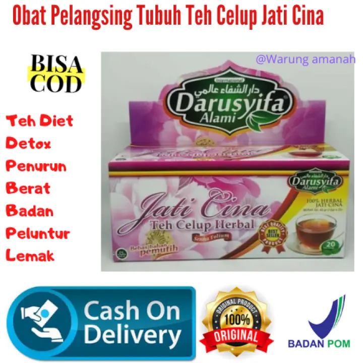 Teh Celup Jati Cina Darusyifa Alami Teh Peluntur Lemak Daun Jati Cina Teh Pelangsing Teh Daun