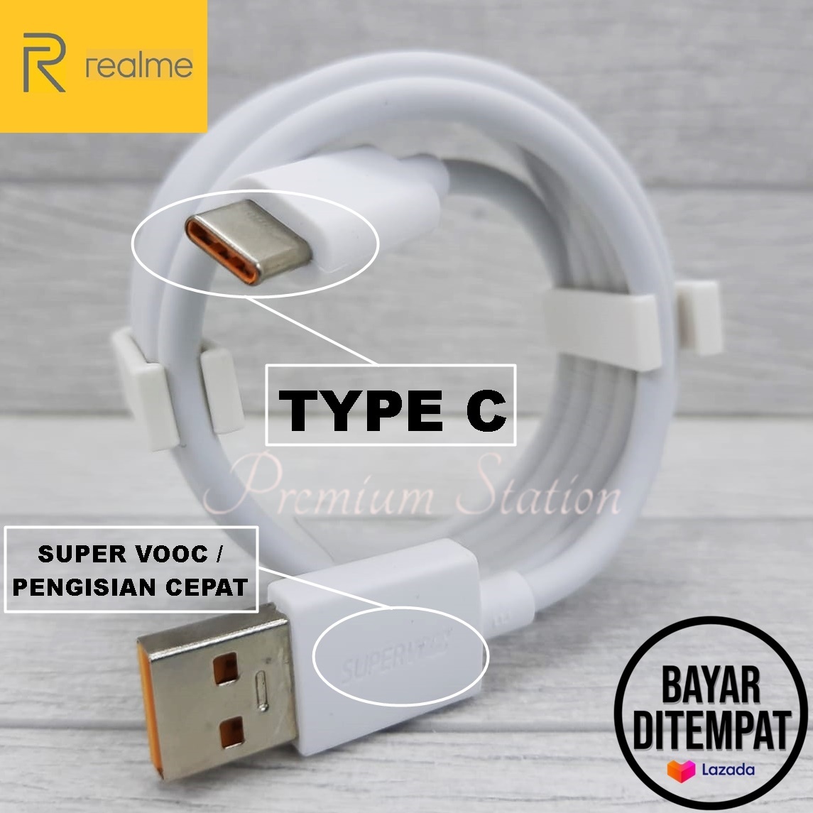 Realme Kabel Data Type C / Tipe C Super VOOC Original For Realme 5 Pro ...