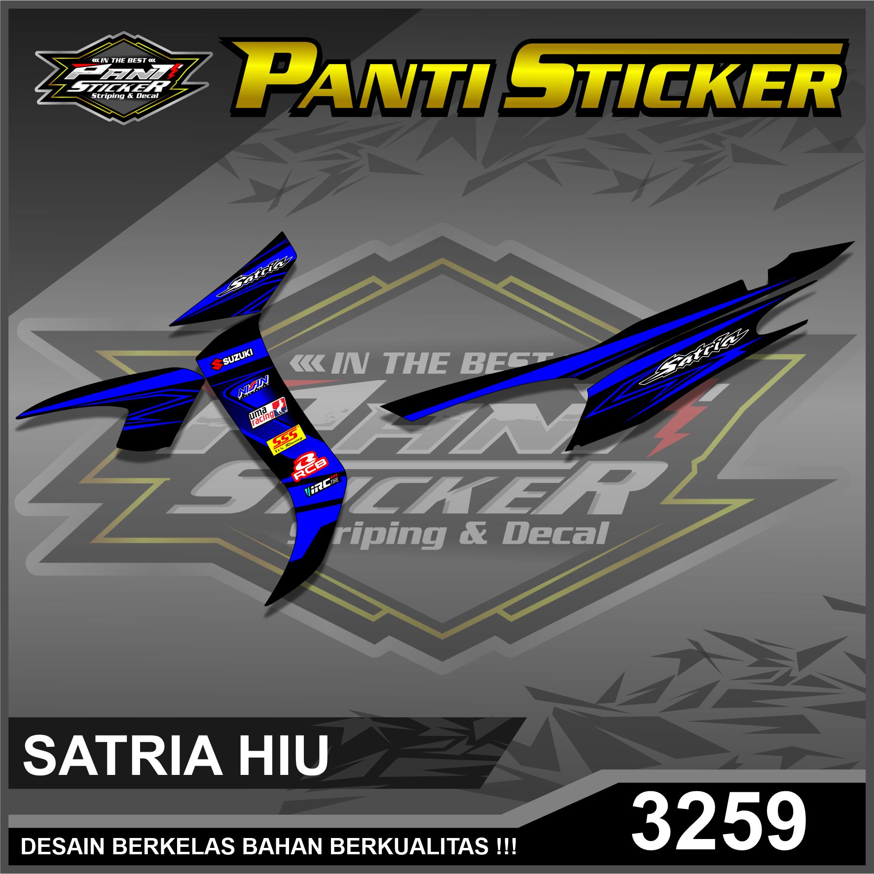 3259 STRIPING STIKER SUZUKI SATRIA HIU OLD DESAIN RACING SEMI FULL ...