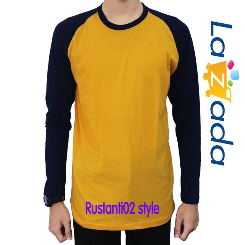 Power Kaos Raglan TShirt Lengan Panjang Pria Dan Wanita Kuning Lengan Hitam_ Rustanti02 style