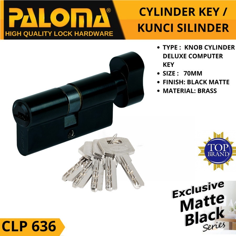 Knob Cylinder PALOMA CLP 636 DELUXE KC-CK 70MM - Computer Key HITAM Knob Cylinder PALOMA CLP 636 DELUXE KC-CK 70MM - Computer Key HITAM