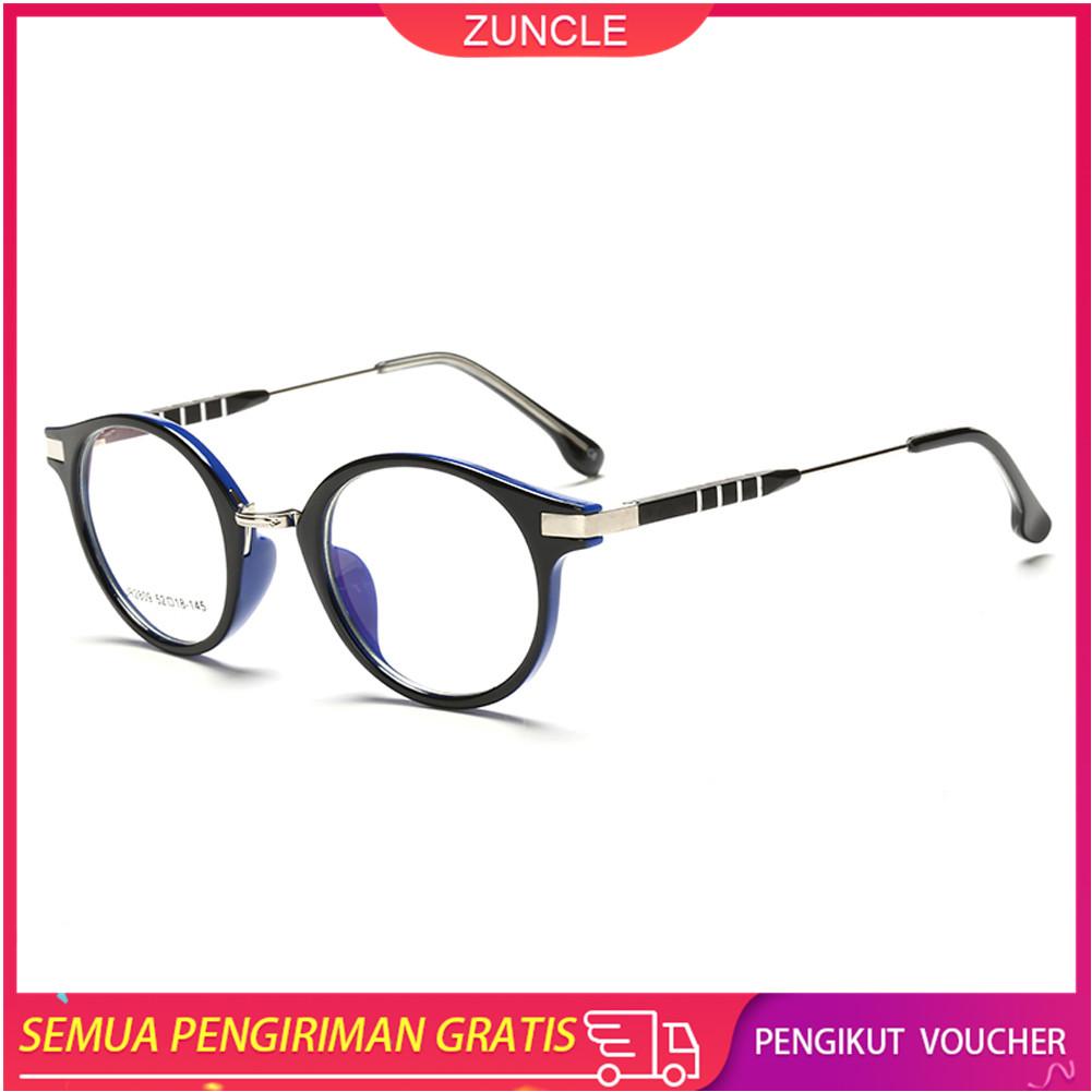 ZUNCLE Anti-UV Radiasi Perlindungan TR90 Bahan Unisex Kacamata Optik Kacamata (Hitam + Biru)