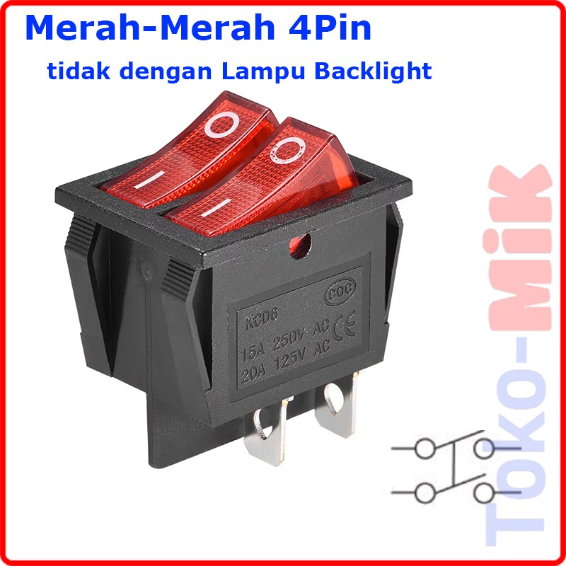 KCD6 Saklar Power Switch Double ON OFF 6 Pin dan 4 Pin 220V 15A ...