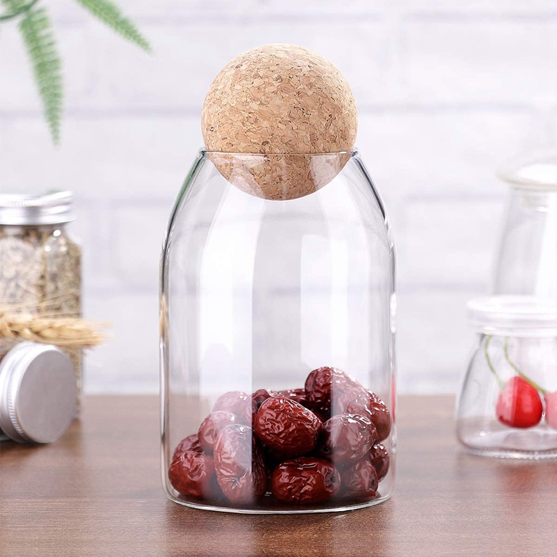 3Pcs Glass Jars with Airtight Seal Ball Cork Lid Clear Cookie Jars ...
