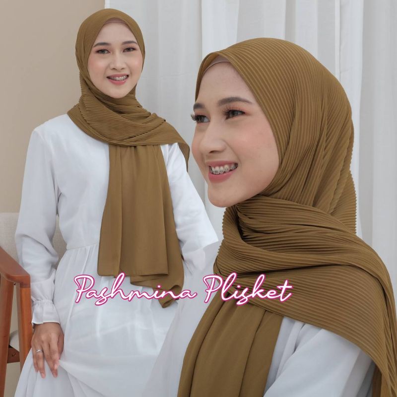 [ Hijabasket ] PASHMINA PLISKET Tanpa Garis Tengah | Kualitas Premium
