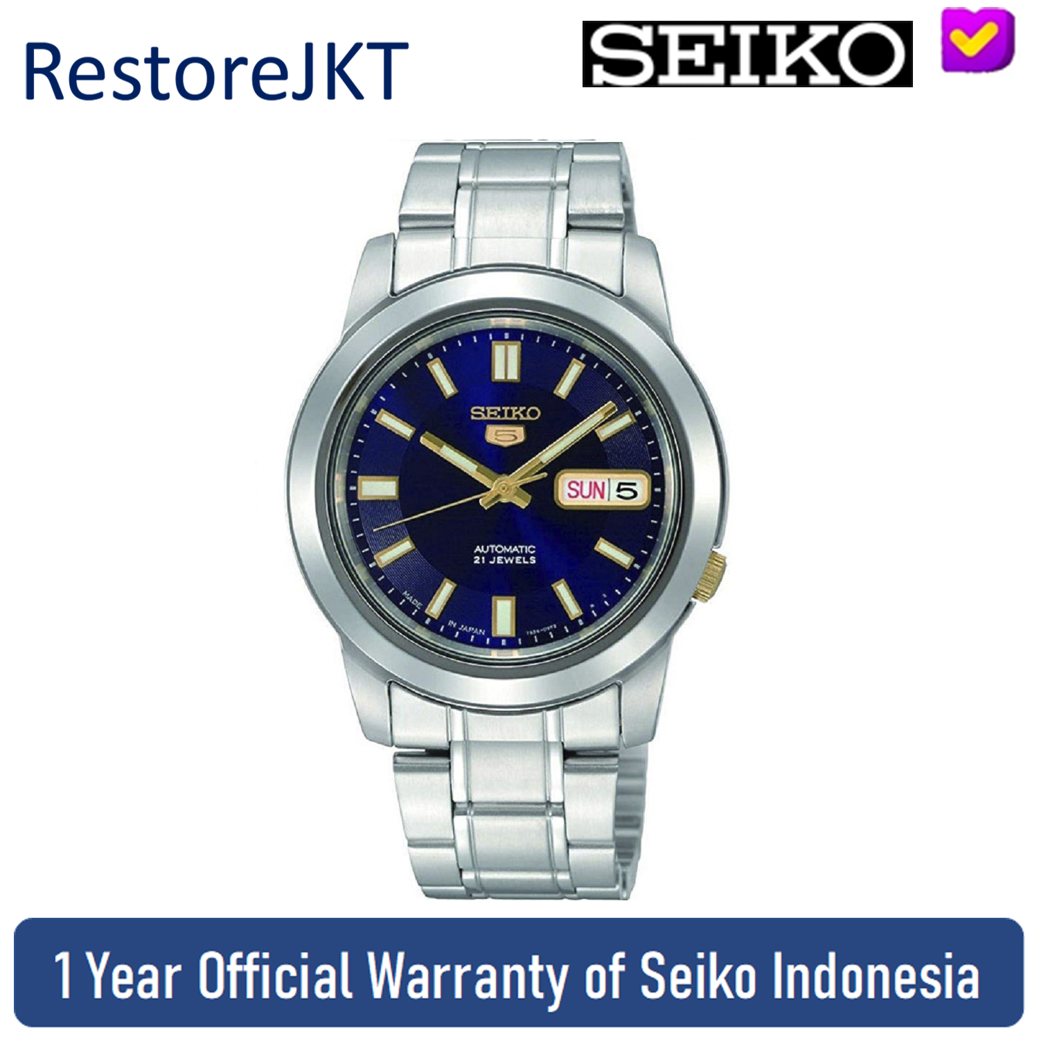 seiko 5 automatic 21 jewels blue dial