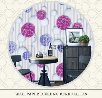 Wps521 Blue Pink Flower Ball Wallpaper Sticker Walpaper Dinding Stiker Mewah Dekorasi Kamar Dapur Ruang Tamu Nuansa Ungu Interior Minimalis Scandinavian Lazada Indonesia
