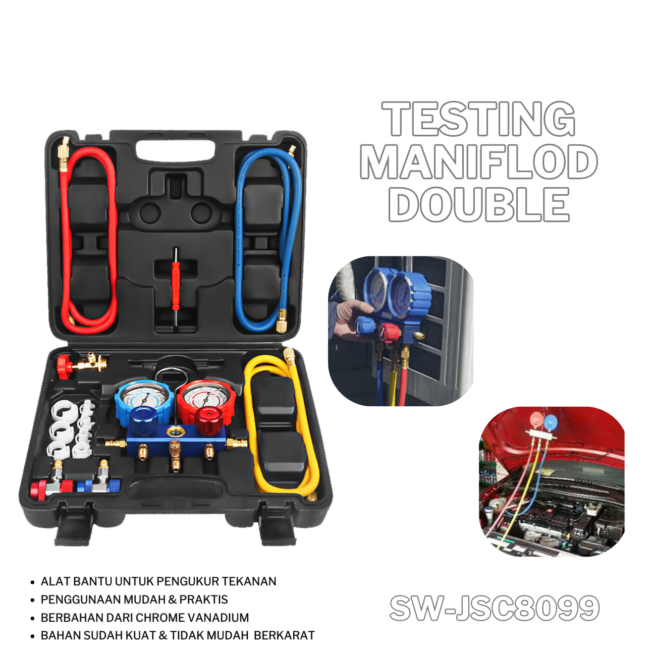 [COD] Tesing Manifold AC Double Multi / Manifold Set Box Komplit AC