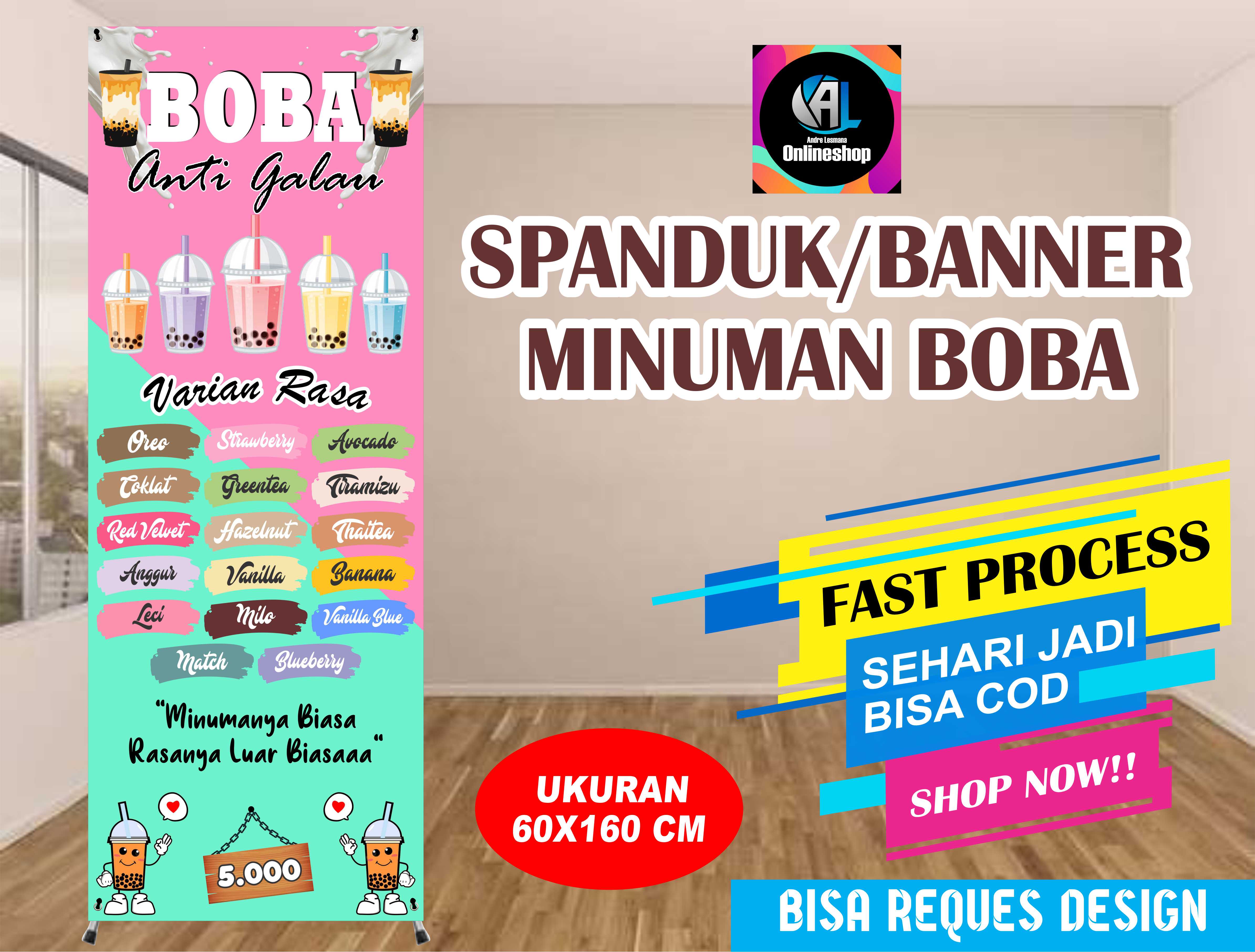 Spanduk, Banner Berdiri Boba Anti Galau Warna Pink | Lazada Indonesia