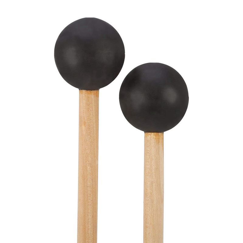 Bell Mallets Glockenspiel Sticks, Rubber Mallet Percussion with Wood Handle, 15 Inch Long (Black)