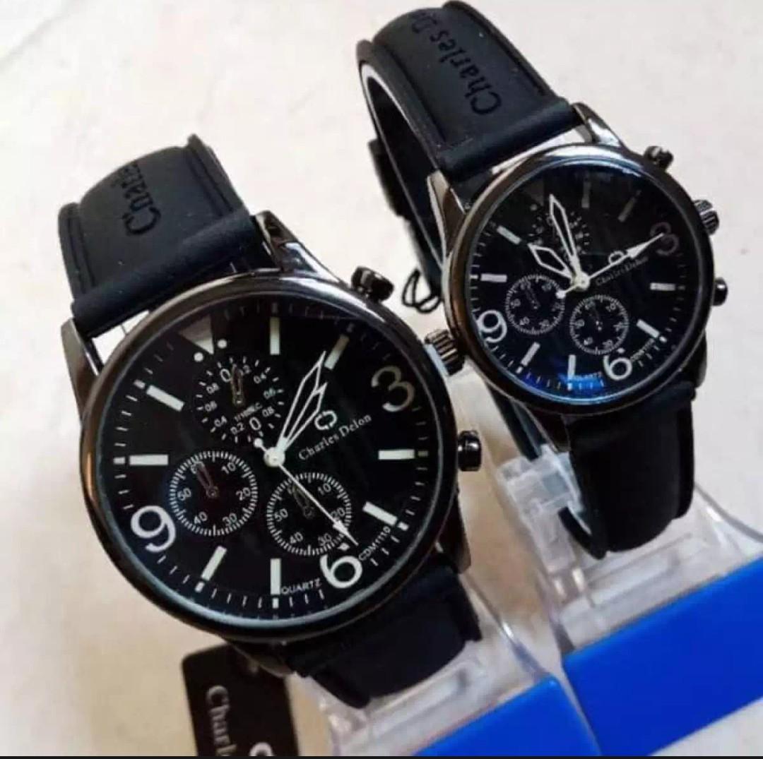 Jam tangan coupel Charles Delon tali karet yg memiliki bentuk yg bagus dan tahan akan kekuatan nya/jam viral untuk kado ulang tahun/aniversary